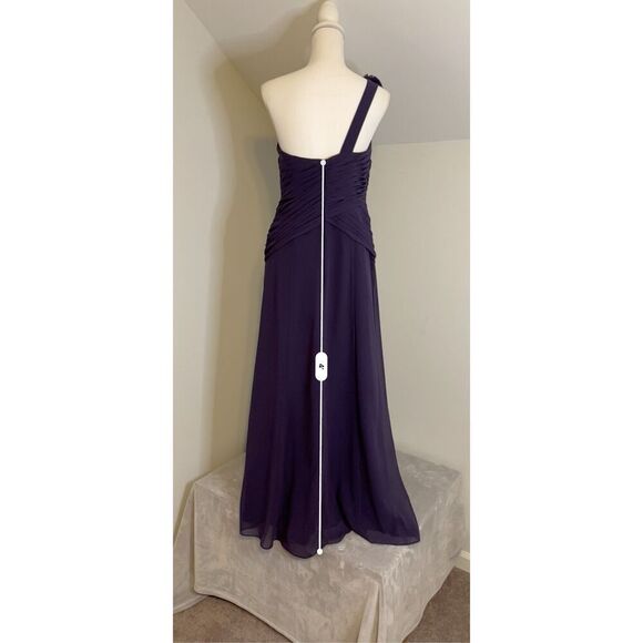 Women’s Wedding Guest Party Gown Bridesmaid One shoulder Dark Purple 10 - Picture 6 of 10